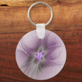 Little Beauty Modern Mauve Grijs Fractal Art Flowe Sleutelhanger (Voorkant)