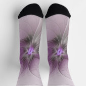 Little Beauty Modern Mauve Grijs Fractal Art Flowe Sokken (Top)