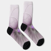 Little Beauty Modern Mauve Grijs Fractal Art Flowe Sokken (Rechts)