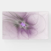 Little Beauty Modern Mauve Grijs Fractal Art Flowe Spandoek (Horizontaal)