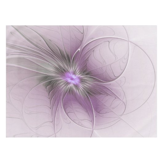 Little Beauty Modern Mauve Grijs Fractal Art Flowe Tafelkleed (Voorkant (Horizontaal))