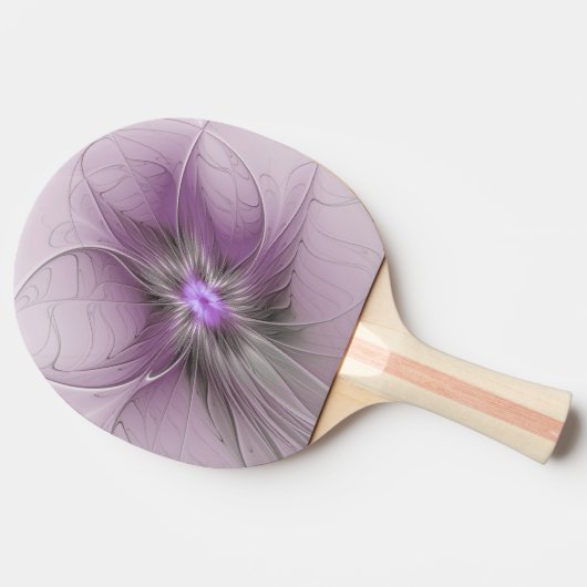 Little Beauty Modern Mauve Grijs Fractal Art Flowe Tafeltennisbatje (Zijkant)