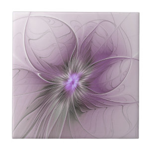 Little Beauty Modern Mauve Grijs Fractal Art Flowe Tegeltje