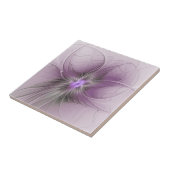 Little Beauty Modern Mauve Grijs Fractal Art Flowe Tegeltje (Zijkant)