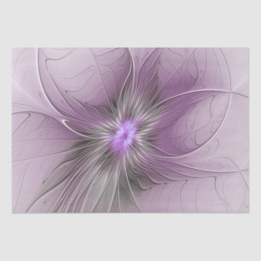 Little Beauty Modern Mauve Grijs Fractal Art Flowe Tissuepapier (Voorkant)
