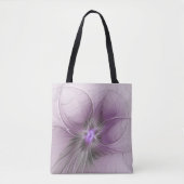 Little Beauty Modern Mauve Grijs Fractal Art Flowe Tote Bag (Voorkant)