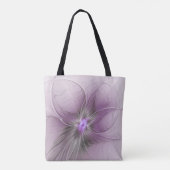 Little Beauty Modern Mauve Grijs Fractal Art Flowe Tote Bag (Achterkant)