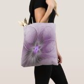 Little Beauty Modern Mauve Grijs Fractal Art Flowe Tote Bag (Dichtbij)