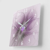 Little Beauty Modern Mauve Grijs Fractal Art Flowe Vierkante Klok (Hoek)
