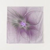 Little Beauty Modern Mauve Grijs Fractal Art Flowe Wandkleed (Voorkant (horizontaal))