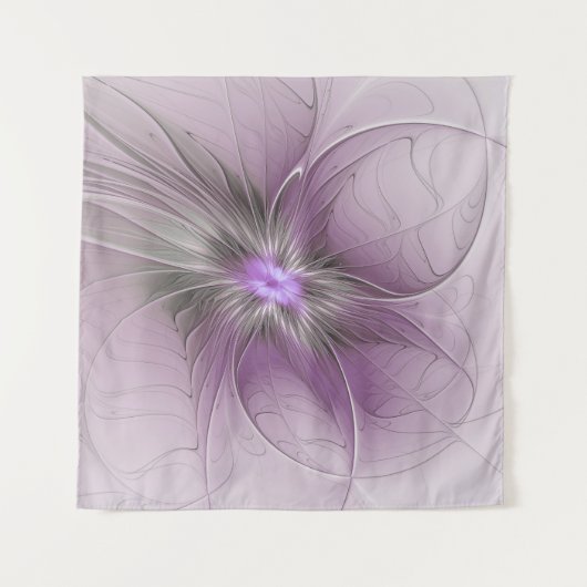 Little Beauty Modern Mauve Grijs Fractal Art Flowe Wandkleed (Voorkant (horizontaal))