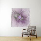 Little Beauty Modern Mauve Grijs Fractal Art Flowe Wandkleed (In Situ (horizontaal))