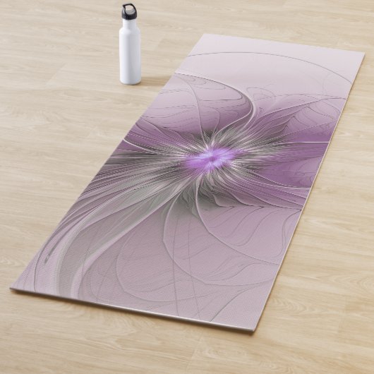 Little Beauty Modern Mauve Grijs Fractal Art Flowe Yogamat (In situ)
