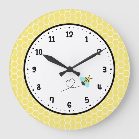 Little Bee And Honeycomb Pattern Room Decor Grote Klok (Voorkant)