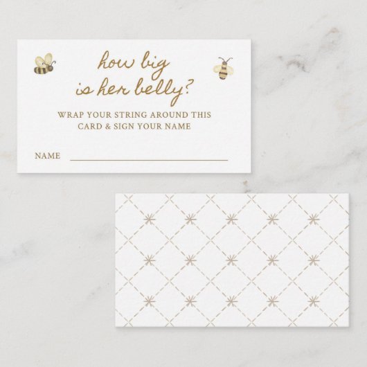 Little Bee Baby shower Belly spel Informatiekaartje (Voorkant / Achterkant)