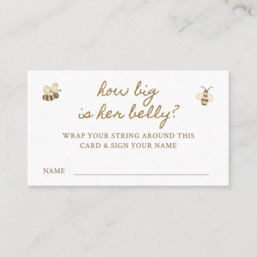 Little Bee Baby shower Belly spel Informatiekaartje (Voorkant)