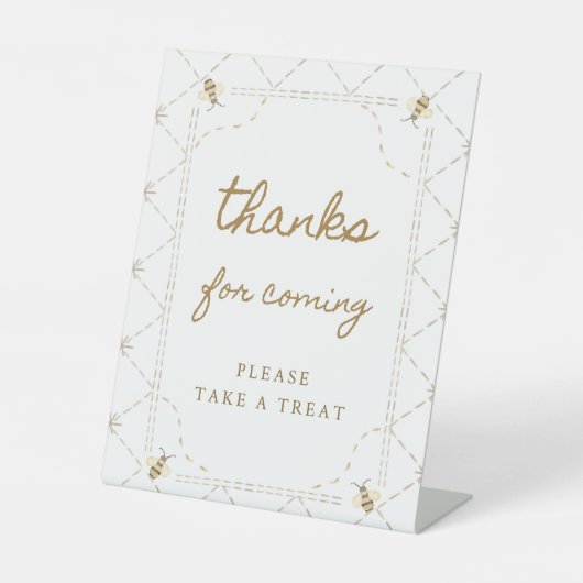 Little Bee Baby shower Dank je voor het teken Reclamebord Met Voetstuk (Voorkant)