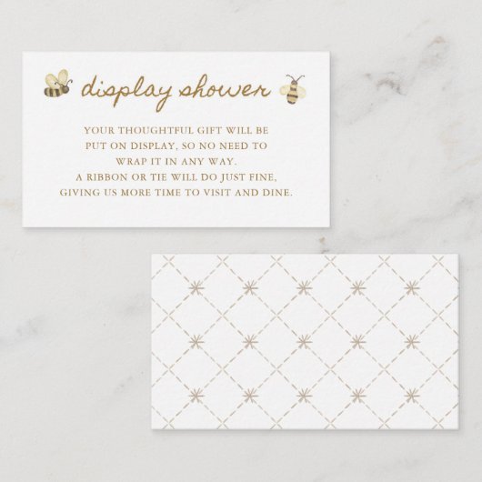 Little Bee Baby shower Display Douche Informatiekaartje (Voorkant / Achterkant)