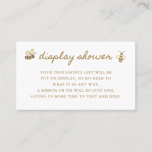 Little Bee Baby shower Display Douche Informatiekaartje (Voorkant)