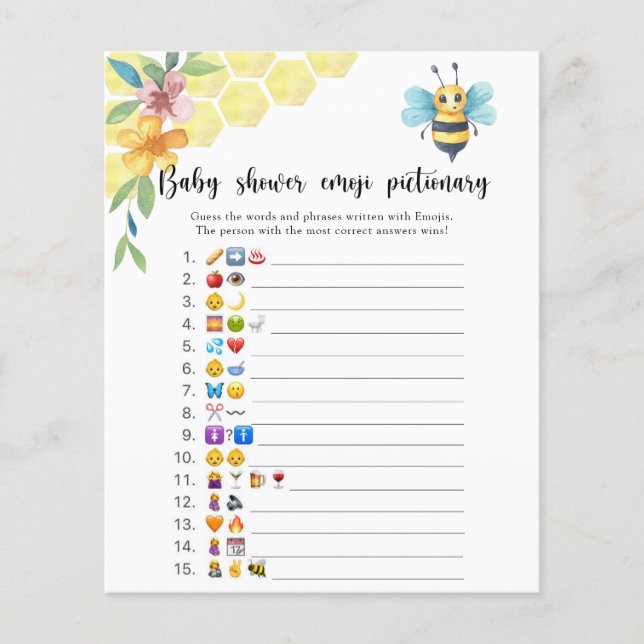 Little Bee - baby shower emoji pictionary game (Voorkant)