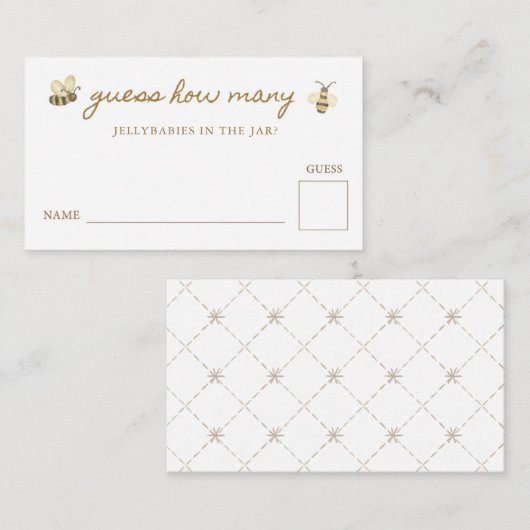 Little Bee Baby shower Raad eens hoeveel Informatiekaartje (Voorkant / Achterkant)