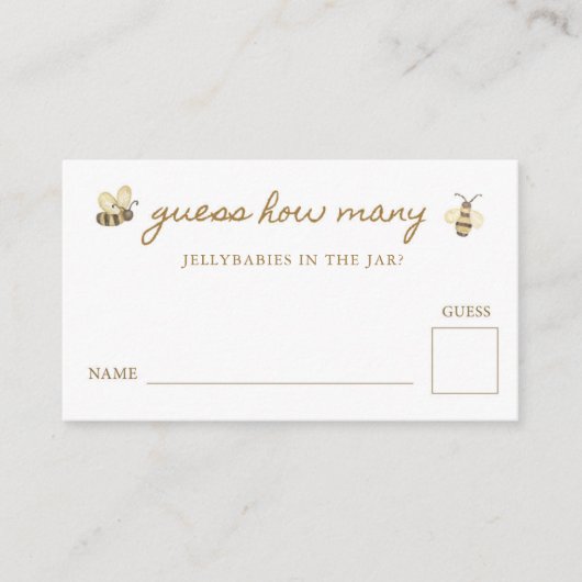Little Bee Baby shower Raad eens hoeveel Informatiekaartje (Voorkant)