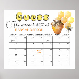 Little Bee Baby Shower Raad Vervaldatum Kalender Poster