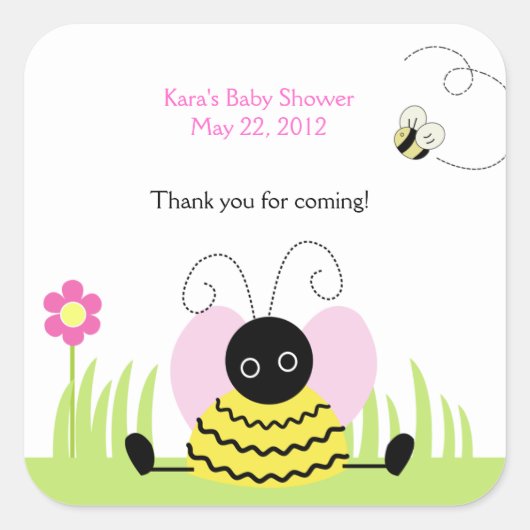 Little Bee Bumble Bees SQUARE Favoriete Sticker (Voorkant)