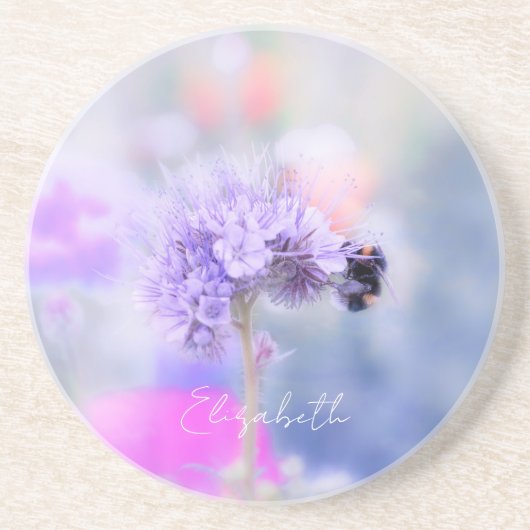 Little Bee Custom Name Zandsteen Onderzetter (Voorkant)