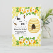 Little Bee First Bee-Day 1e Verjaardag Uitnodiging (Staand voorkant)