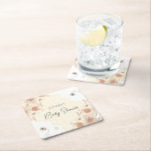 Little Bee Honey Boho Wildflower Baby shower Kartonnen Onderzetters (Insitu)