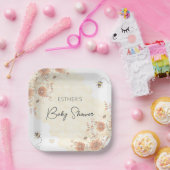 Little Bee Honey Boho Wildflower Baby shower Papieren Bordje (Feest)