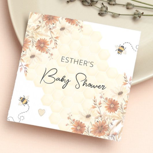 Little Bee Honey Boho Wildflower Baby shower Servet