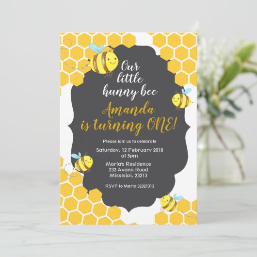 Little Bee verjaardagsuitnodiging voor jongen of m Kaart (Staand voorkant)