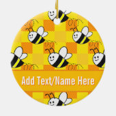 Little Bee Yellow en Sinaasappel Plaid Custom Name Keramisch Ornament (Achterkant)