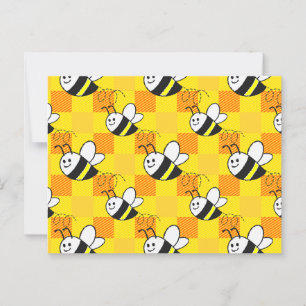 Little Bee Yellow en Sinaasappel Plaid Pattern Cus Briefkaart