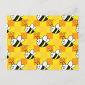 Little Bee Yellow en Sinaasappel Plaid Pattern Cus Briefkaart (Voorkant)