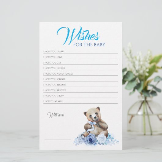 Little Beer Blue Floral Baby shower Game (Staand voorkant)