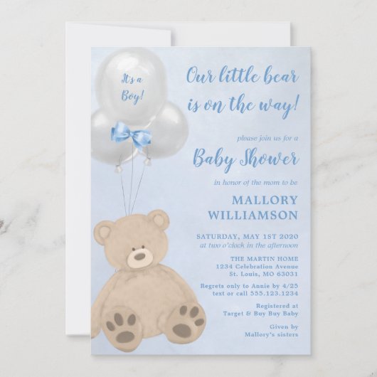 Little Beer Cub Boy Baby shower Invitation Kaart (Voorkant)