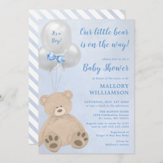 Little Beer Cub Boy Baby shower Invitation Kaart (Voorkant / Achterkant)
