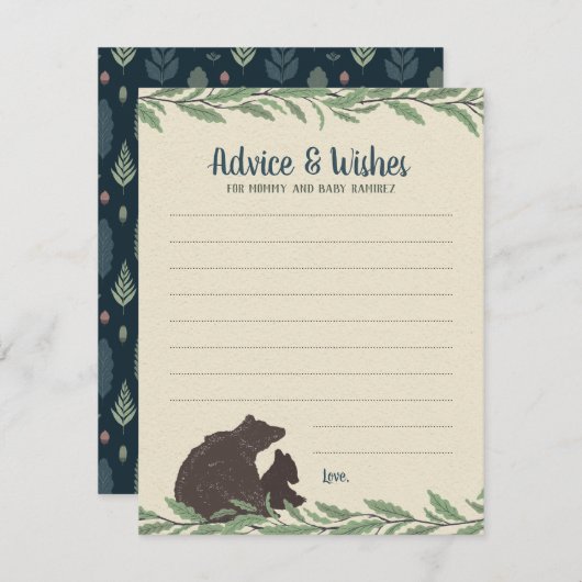 Little Beer Rustic Baby shower Wishes and and Advieskaart (Voorkant / Achterkant)