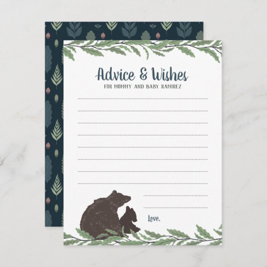 Little Beer Rustic Baby shower Wishes and and Advieskaart (Voorkant / Achterkant)