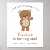 Little Beer Turing One Woodland First Birthday Poster (Voorkant)