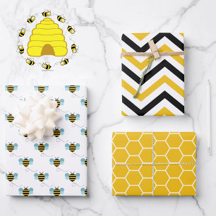 Little Bees Happy Yellow 3 Coördinatie Inpakpapier Vel