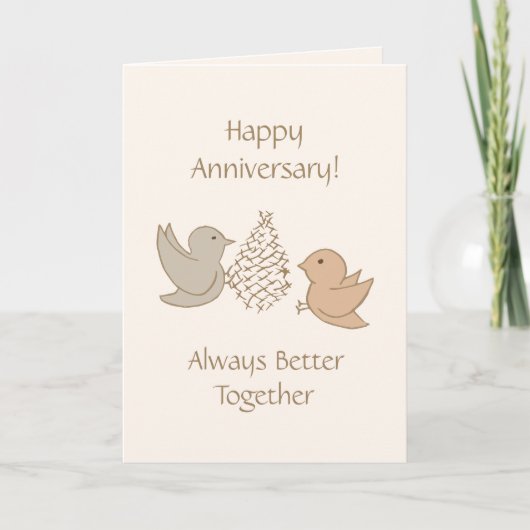 Little Beige Birdies - Better Together houdt van v Feestdagen Kaart (Voorkant)