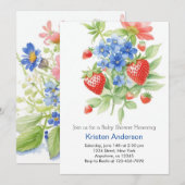 Little Berry Blue Waterverf Boy Baby shower Kaart (Voorkant / Achterkant)