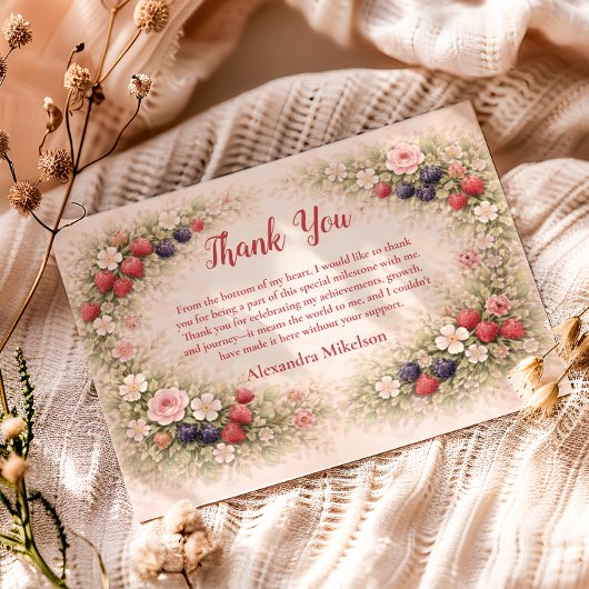 Little Berry Celebration 1st Birthday Bedankkaart