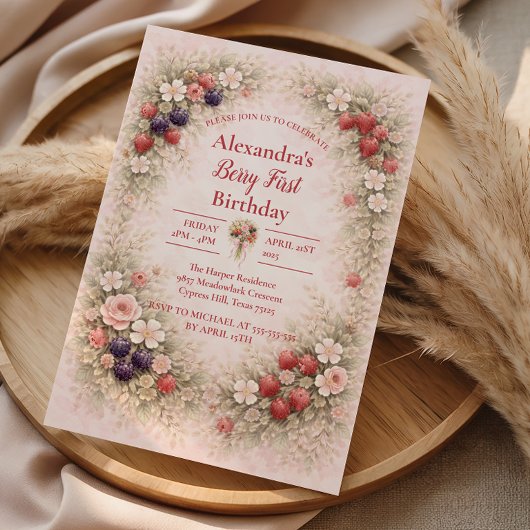 Little Berry Celebration 1st Birthday Kaart