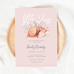 Little Beste Pink Woodland Baby shower Kaart