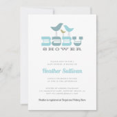Little Bird Baby shower Invitation - Blue Kaart (Voorkant)